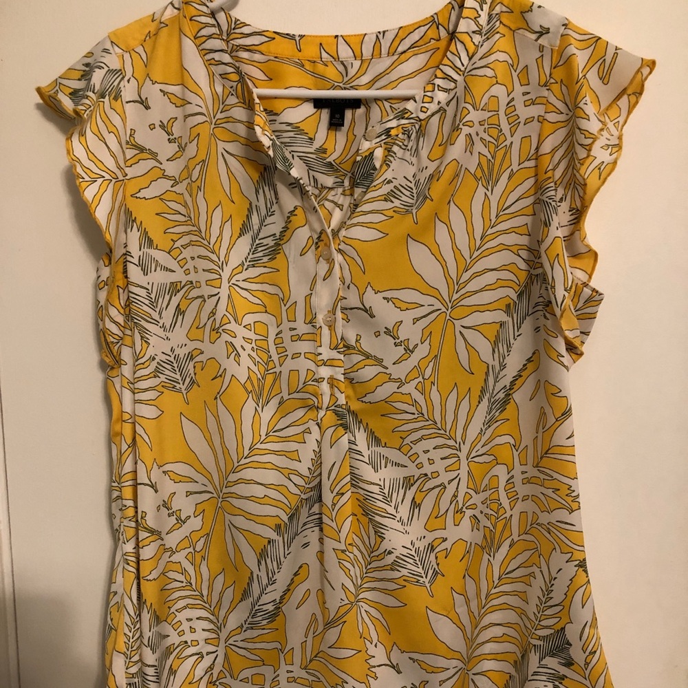 Yellow tropical print blouse
